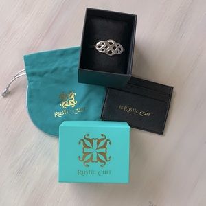 Rustic Cuff Celtic Knot bracelet NIB, travel pouch & black credit card holder